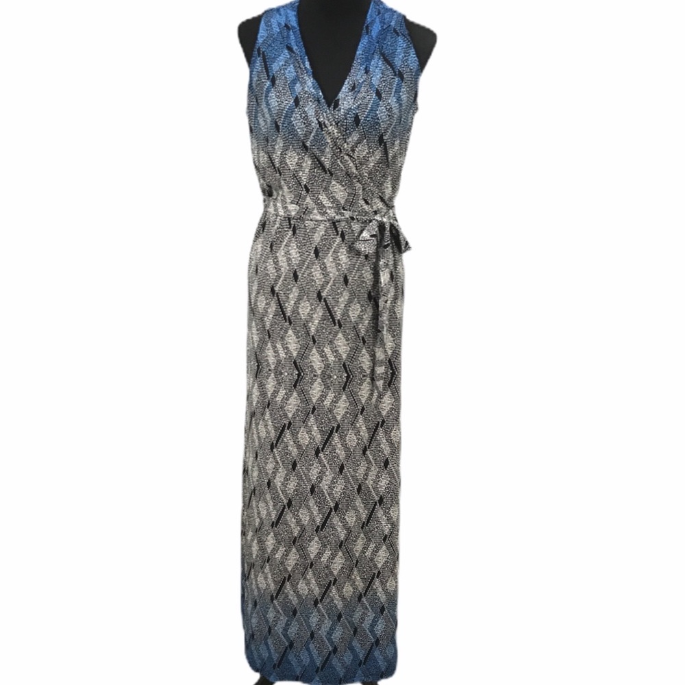 Liz Claiborne Maxi Dress Blue, Black, White, Medium